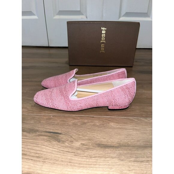NWT ANTHROPOLOGIE Jon Josef Karina Petalo Pink Textured Loafers Size 5 Women - Picture 2 of 5